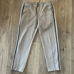 Club Monaco Tan Sweatpants with Black Stripes and Straight Leg Cut